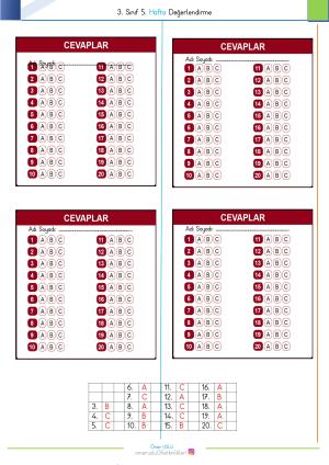 3rd Grade 5th Week Evaluation Exam