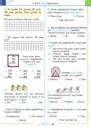 Examen de evaluación de la sexta semana de tercer grado