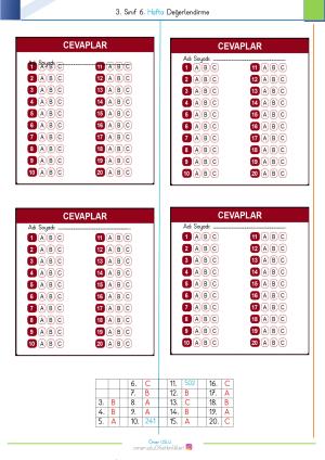 Examen de evaluación de la sexta semana de tercer grado