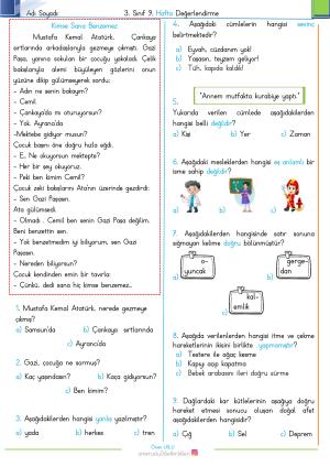 3rd Grade 9th Week Evaluation