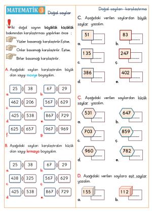 Doğal Sayıları Karşılaştırma Etkinlikleri