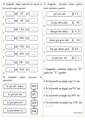 Doğal Sayıları Okuma Etkinliği