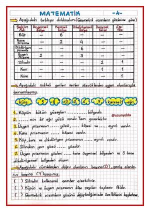 3rd Grade 27th Week Activities