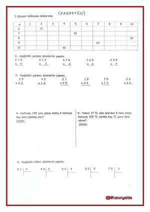 3.Sınıf Genel Tekrar Etkinlik ve Çalışmaları