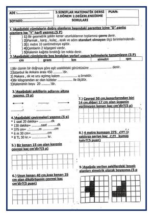 Curso de Matemáticas de 3er Grado 2do Trimestre 2do Examen de Prueba