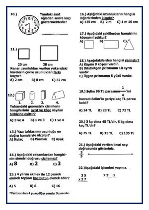 Curso de Matemáticas de 3er Grado 2do Trimestre 2do Examen de Prueba