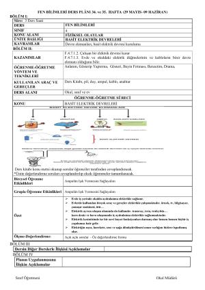 4. Sınıf Günlük Planlar