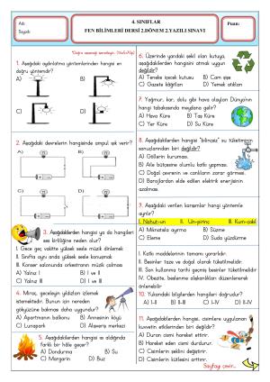 4. Sınıf 2. Dönem 2. Yazılı Sınavları