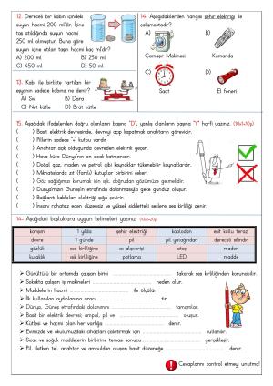 4. Sınıf 2. Dönem 2. Yazılı Sınavları