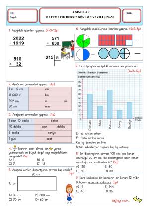 4. Sınıf 2. Dönem 2. Yazılı Sınavları