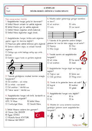 4. Sınıf 2. Dönem 2. Yazılı Sınavları