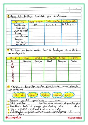 4. Sınıf 2. Hafta Etkinlikleri