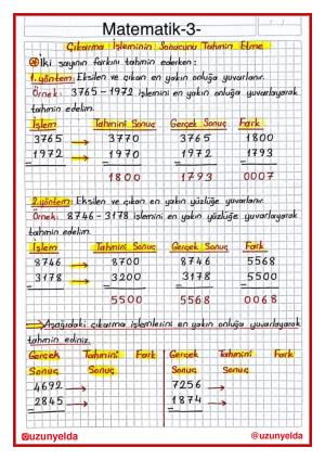 4. Sınıf 8. Hafta Etkinlikleri