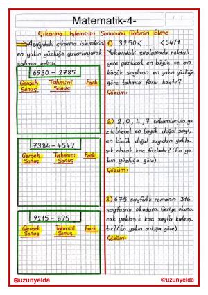 4th Grade 8th Week Activities