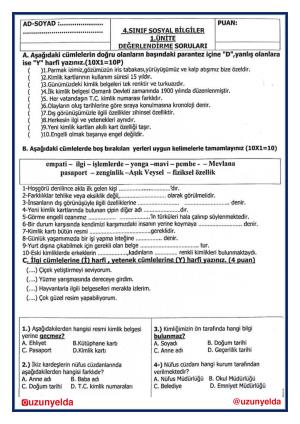 4th Grade Social Studies Unit 1 Evaluation Questions and Answer Key