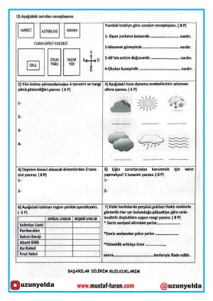 4. Sınıf Sosyal Bilgiler Dersi 3. Ünite Değerlendirme Soru ve Cevapları