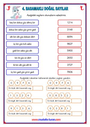 4  Basamaklı Doğal Sayılar Etkinliği