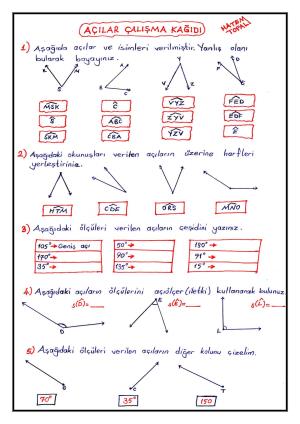 Açı Çeşitleri Konu Anlatımı ve Etkinlikleri