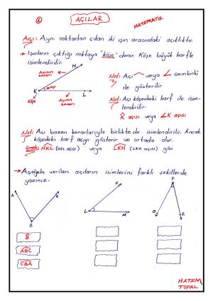 Açı Çeşitleri Konu Anlatımı ve Etkinlikleri