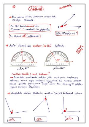 Açı Çeşitleri Konu Anlatımı ve Etkinlikleri