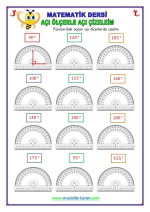 Açı Ölçerle Açı Çizme Etkinliği-3