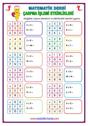 Çarpma İşlem Etkinlikleri-10