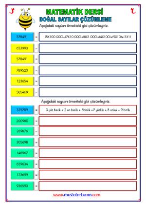 Doğal Sayıları Çözümleme Etkinliği Altı Basamaklı -7