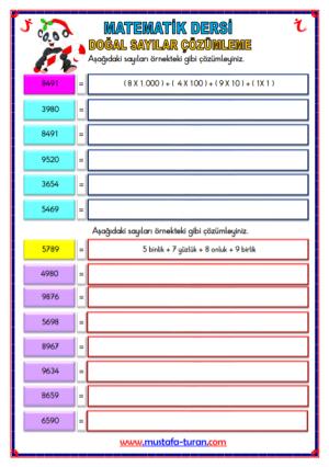 Doğal Sayıları Çözümleme Etkinliği Dört Basamaklı -5