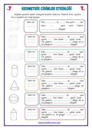 Geometrik Şekiller ( Cisimler  ) Etkinliği