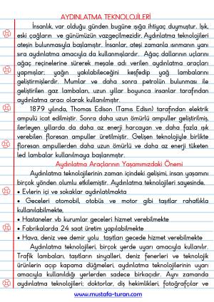 Aydınlatma ve Ses Toknolojileri Ünitesi Konu Özetleri