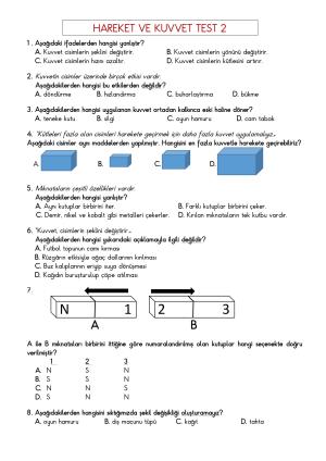 Kuvvet Ve Hareket Konu Değerlendirme Çalışması 2
