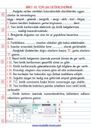 1. Ünite Birey ve Toplum Konu Özetleri ve Defter Etkinlikleri