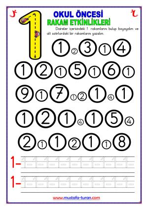 Okul Öncesi Rakam Etkinlikler Serisi-3
