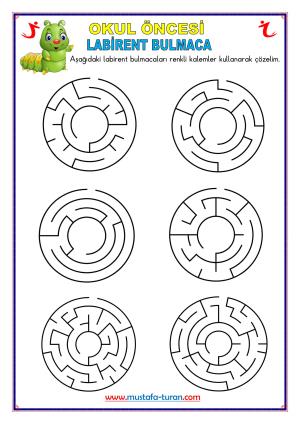 Okul Öncesi ( Anokul ) Labirent Bulmaca Etkinlikleri-25
