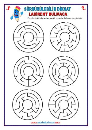 Okul Öncesi ( Anokul ) Labirent Bulmaca Etkinlikleri-35