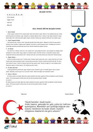 Okul Öncesi Gelişim Raporu Süsleme Şablonları