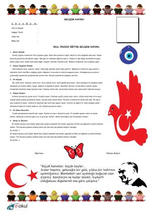 Okul Öncesi Gelişim Raporu Süsleme Şablonları