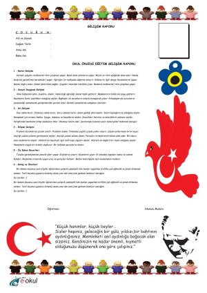 Okul Öncesi Gelişim Raporu Süsleme Şablonları