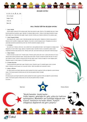 Okul Öncesi Gelişim Raporu Süsleme Şablonları