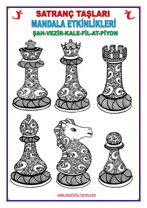 Satranç Taşları Mandala ( Boyama ) Etkinlikleri