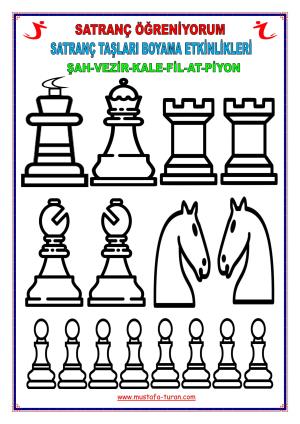 أنشطة قطع الشطرنج (التلوين).