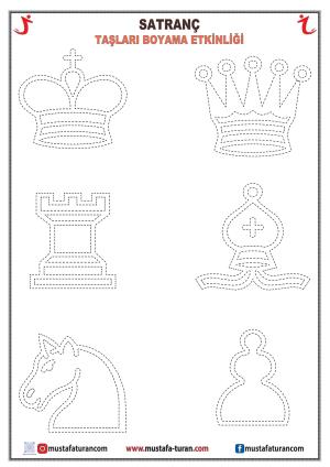 Satranç Taşları (Çizgisel Boyama ) Etkinlikleri-2