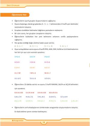 5-6-7-8 Ortaokul ve İmam Hatip Ortaokul Zeka Oyunları Kitabı