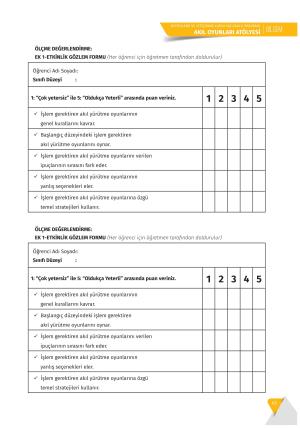 BİLSEM Akıl Oyunları Atölyesi Destekleme ve Yetiştirme Kursu Yaz Okulu Programı