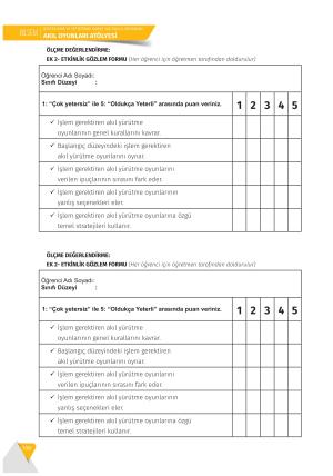 BİLSEM Akıl Oyunları Atölyesi Destekleme ve Yetiştirme Kursu Yaz Okulu Programı