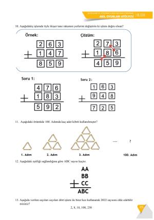 BİLSEM Akıl Oyunları Atölyesi Destekleme ve Yetiştirme Kursu Yaz Okulu Programı