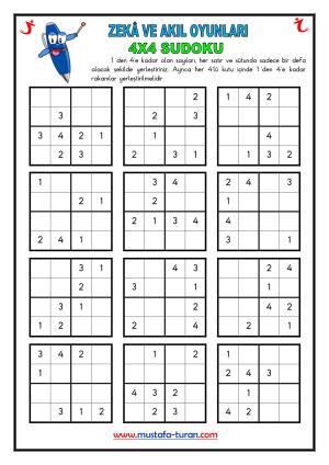 4x4 Su Doku ( Rakam ) Etkinliği-8