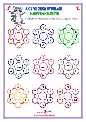 Harften Kelimeye  Bulmaca Etkinlikleri-40