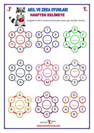 Harften Kelimeye  Bulmaca Etkinlikleri-45