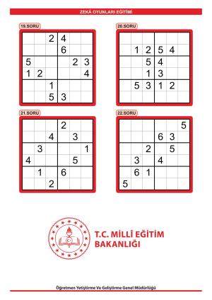 MEB ZEKA OYUNLARI KLASİK SU DOKU